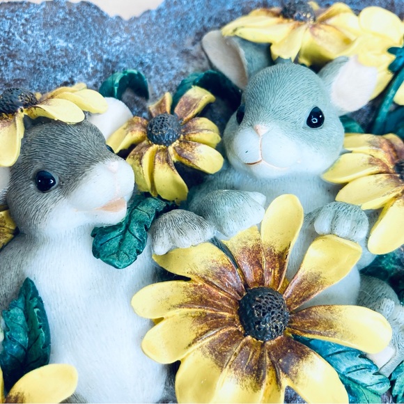 Charming Tails Spring Garden Friendship Plaque 5x7 Fitz and Floyd Sunflowers - Picture 3 of 6